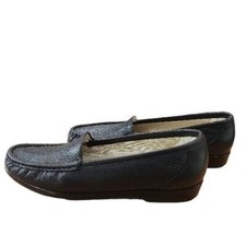 SAS Womens Simplify Black Leather Slip On Comfort Shoes Size 9 S