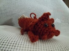 plush AXOLOTL Artisan crochet ornament amigurumi - 6.5x3x3" NEW USA Farmhouse