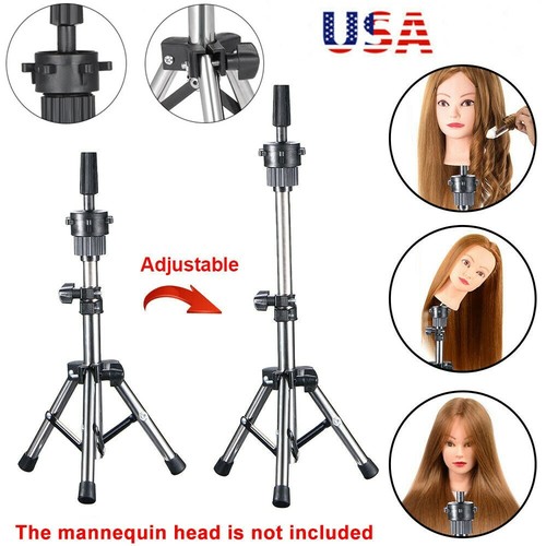 Portable Wig Mannequin Head Wig Model Bracket Holder Adjustable Tripod Stand USA - Picture 2 of 10