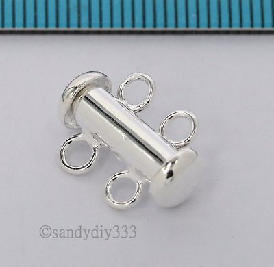 1x BRIGHT STERLING SILVER DOUBLE PUSH LOBSTER CLASP 13.5mm #419