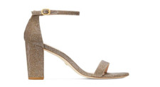 550 STUART WEITZMAN NEARLYNUDE STRAP SANDAL GOLD BRONZE GLITTER 5.5 DA13