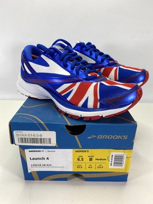 brooks red white blue running shoes