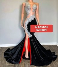 Velvet Mermaid Formal Dresses with Appliques and Beads