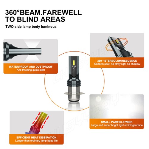 High Power LED Headlight H6 2pc Bulb for Yamaha Raptor 660 2001-2005 Light 6000K - Bild 11 von 15