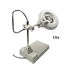 TECHTONGDA 110V Benchtop Magnifier Lamp White Glass Lens 15X Reading Tool New