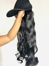 Cap Baseball With Hair Wig. Dark Brown