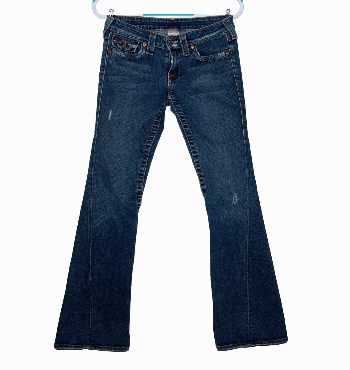 True Religion Distressed Joey Flare Denim Jeans Womens Size 28