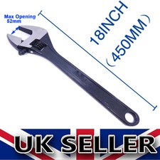Image of EXTRA LARGE ADJUSTABLE WRENCH 18" Spanner Bathroom Nut DIY 0-52mm Jaw Hand Tool