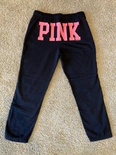 Victoria s Secret Pink Butt Vintage Y2K Black Cropped Sweatpants/Pajamas XS New