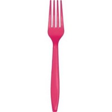 Hot Magenta Heavy Duty Plastic Forks 24 Per Pack Tableware Supplies Decorations