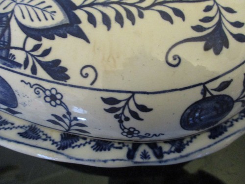 Antique Etruria Wedgwood Blue Onion Covered Vegetable Casserole Serving Dish! - Picture 4 of 10