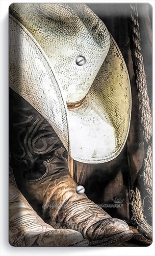 BOTAS DE VAQUERO SOMBRERO CUERDA LAZO RÚSTICO CAMPO LUZ INTERRUPTOR TOMA DE CORRIENTE PLACAS DE PARED DECORACIÓN - Imagen 6 de 34