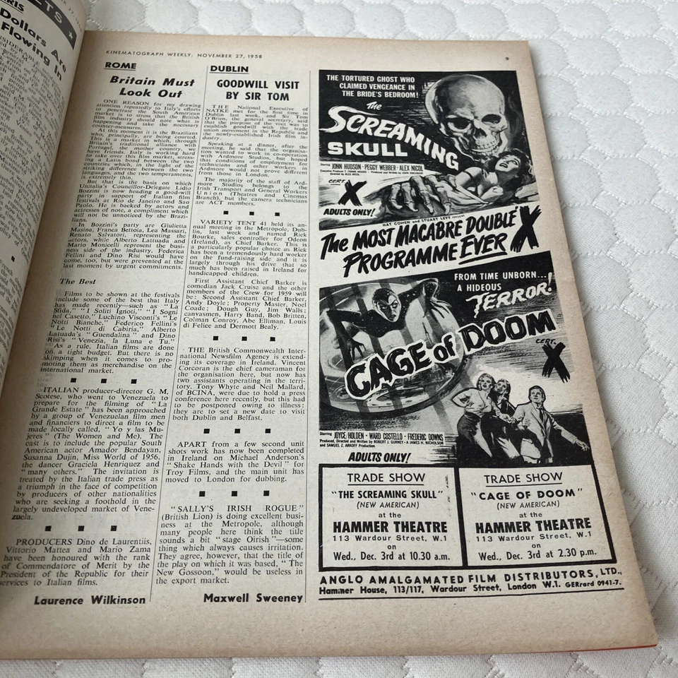 Kine Weekly 1958 -Sinbad the sailor Ray Harryhausen. Vivien Leigh.Carry on Nurse - Image 4 of 4