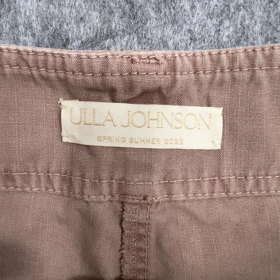 Pantalones Ulla Johnson Mujer 6 Beige Rosa Algodón Ancho Plisado Primavera Verano 2022 Foto 3 de 4