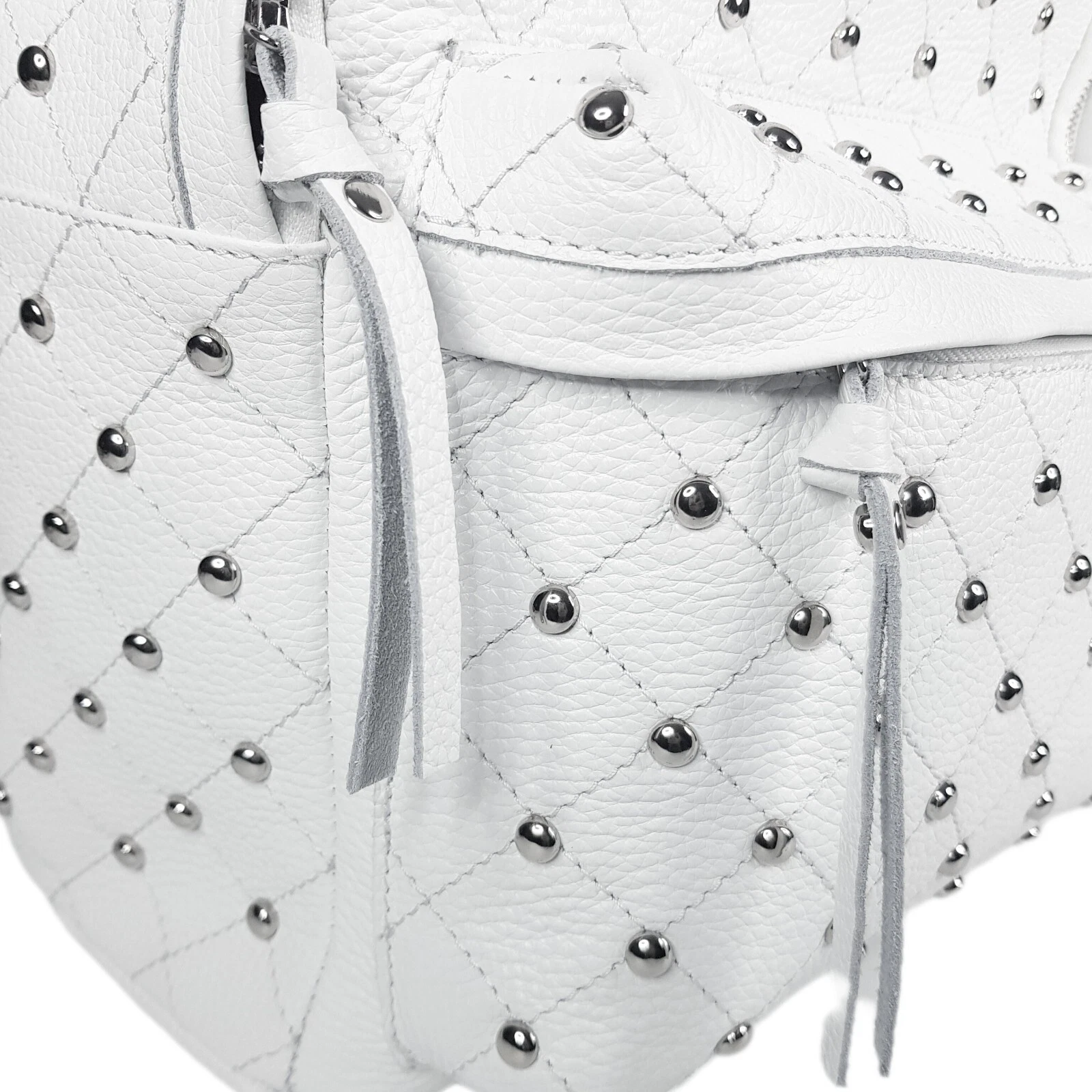 COACH Zaino donna fatto a mano in VERA pelle ciottolata bianco borsa laidies