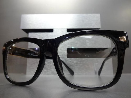 Classic Vintage Retro Style Clear Lens EYE GLASSES Large Big Square Black Frame - Picture 3 of 8