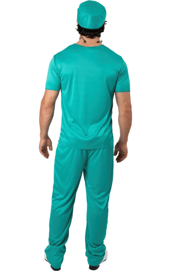 Mens Doctor Costume Hospital Blue Scrubs Surgeon Halloween Fancy Dress