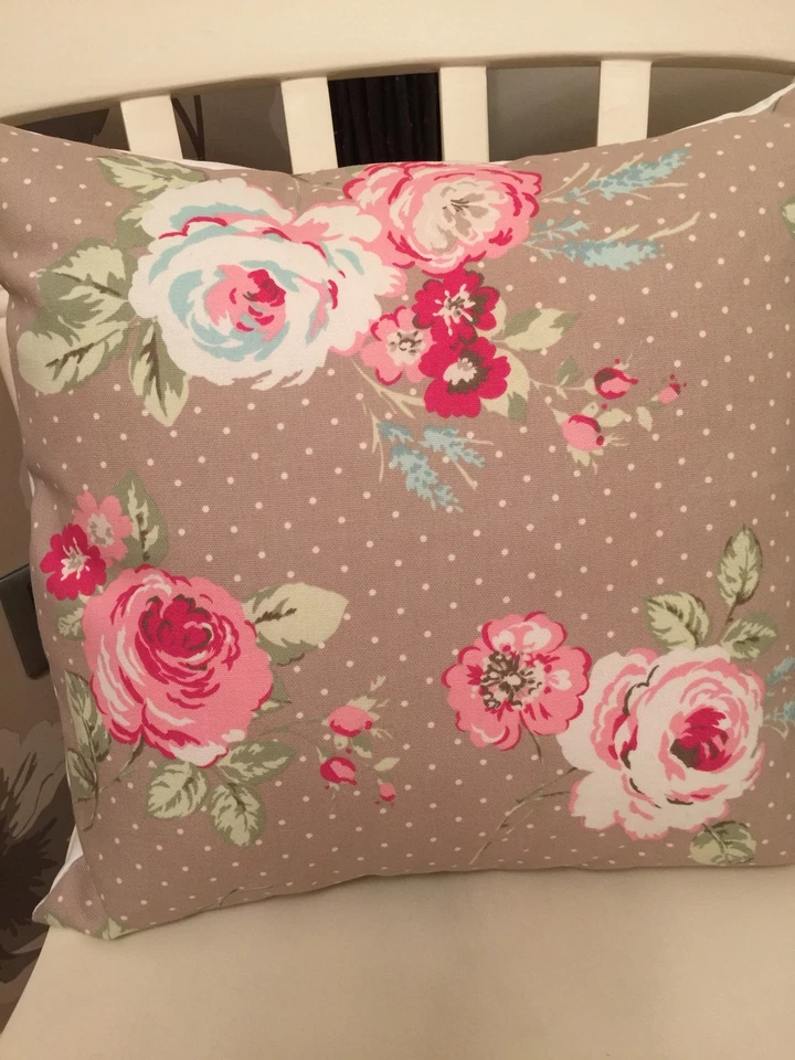 Clarke & Clarke Shabby Chic English Rose Taupe Floral 16" Cushion Cover - Image 3 of 3