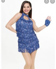 Revolution Dancewear Royal Blue Style RC16856 Sz CL Tap Jazz MT Tassel Costume
