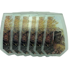 OK Lighting Replacement 9" Touch Glass Panels 6 pc. Covered Bridge Horse 638-BR2