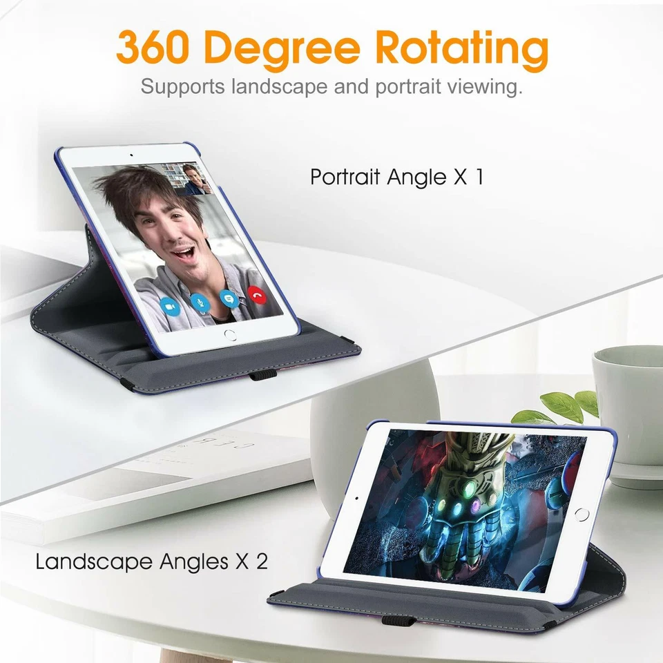 For 7.9 Inch Apple iPad Mini 5/4/3/2/1 360° Rotating Case Smart Swivel Cover - Image 3 of 4