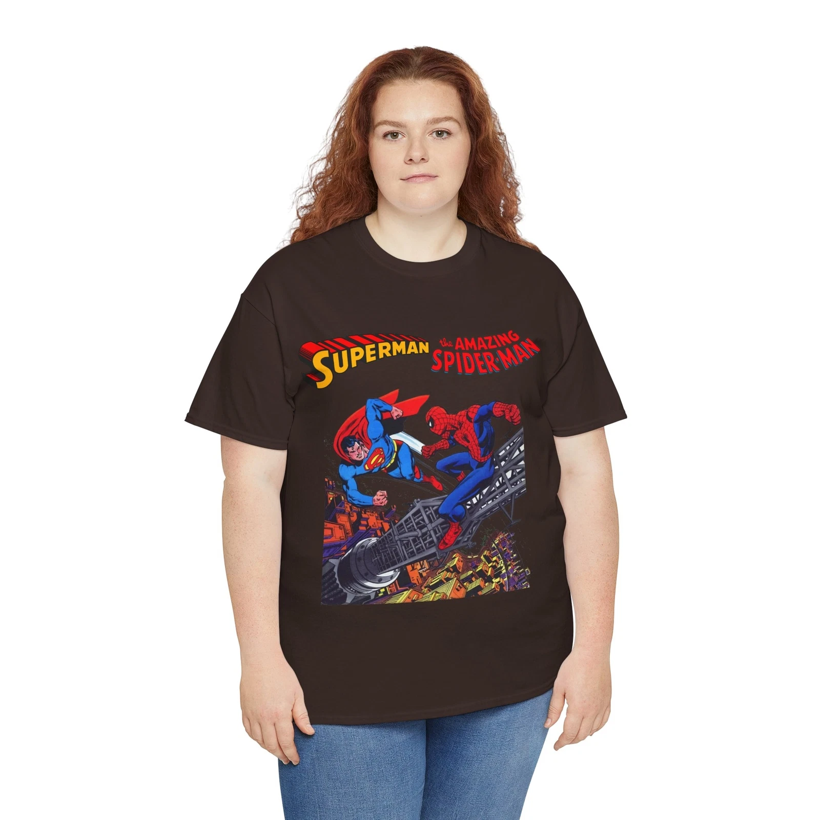Superman & Amazing Spider-Man T-Shirt - DC/Marvel Comics Crossover - 1970s