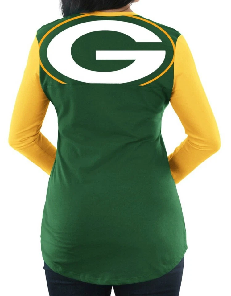 Camisa Majestic Green Bay Packers para mujer NFL Game Legend manga 3/4 muesca en V Foto 2 de 2