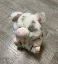 Aurora Round Rolly Pet Periwinkle Pig White 6" Plush Stuffed Animal Toy