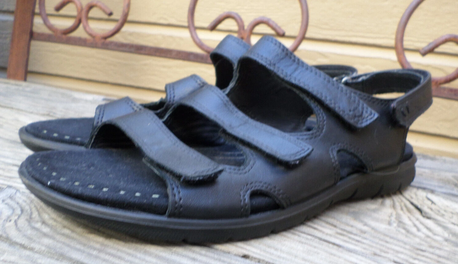 ECCO Sandali In Pelle Nera Cinghia Regolabile Donna 10 10 5 (eur 41)