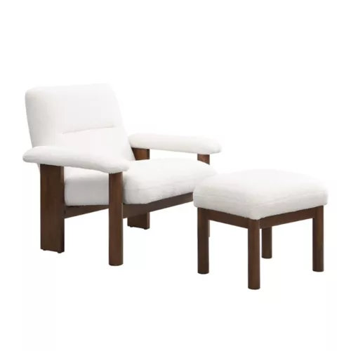 Modern Accent Chair with Ottoman Mid Century Lounge Chair with Footrest Armchair - Picture 5 of 16
