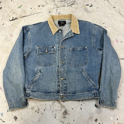 Vintage 90s RRL Ralph Lauren Denim Trucker Jacket Corduroy Collar