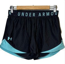 Under Armour Heatgear Play Up Shorts Womens S Black Mid Rise Pockets Soft Active