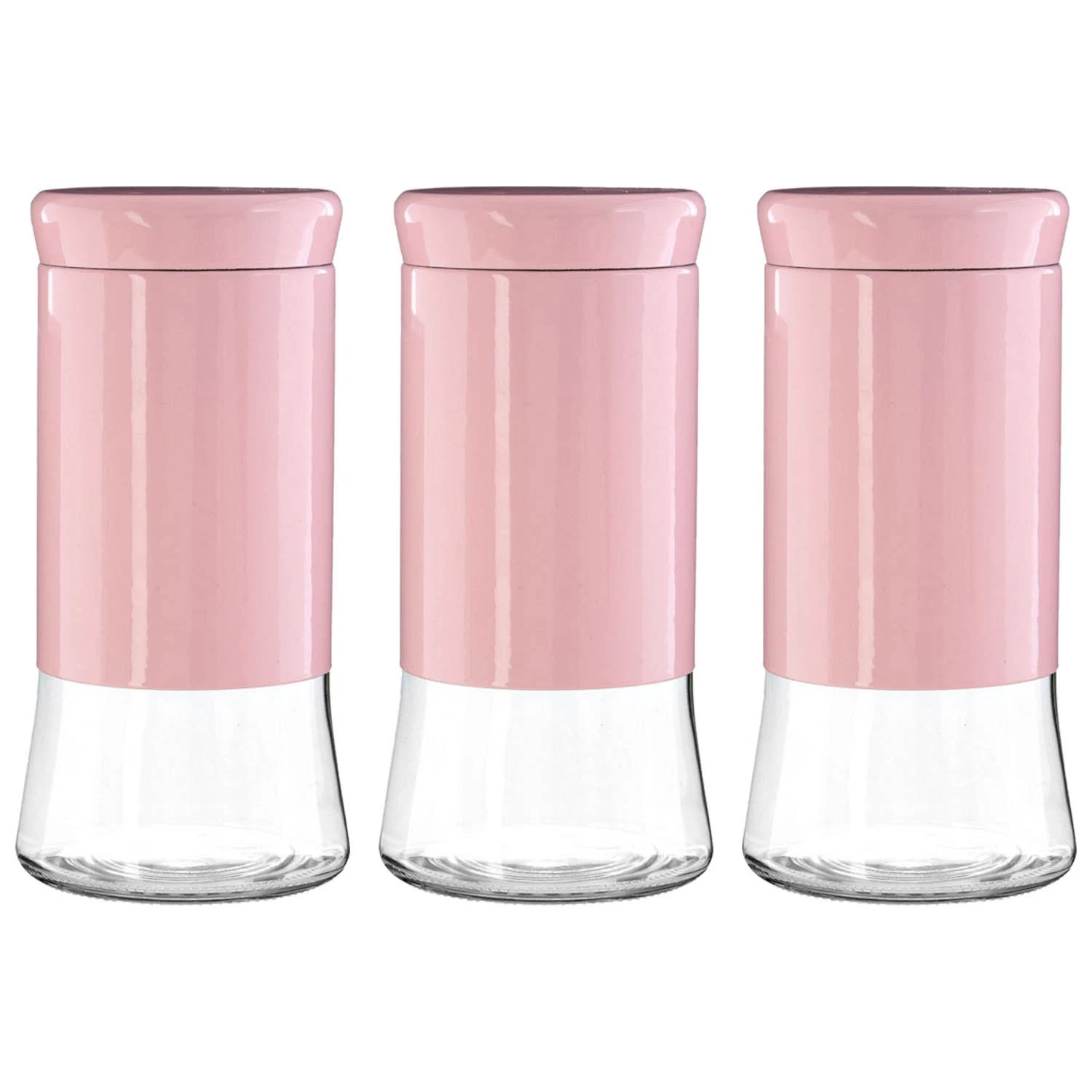Set of 3 1.5 Litre Pink Stainless Steel Preserving Jams Food Glass Storage Jars