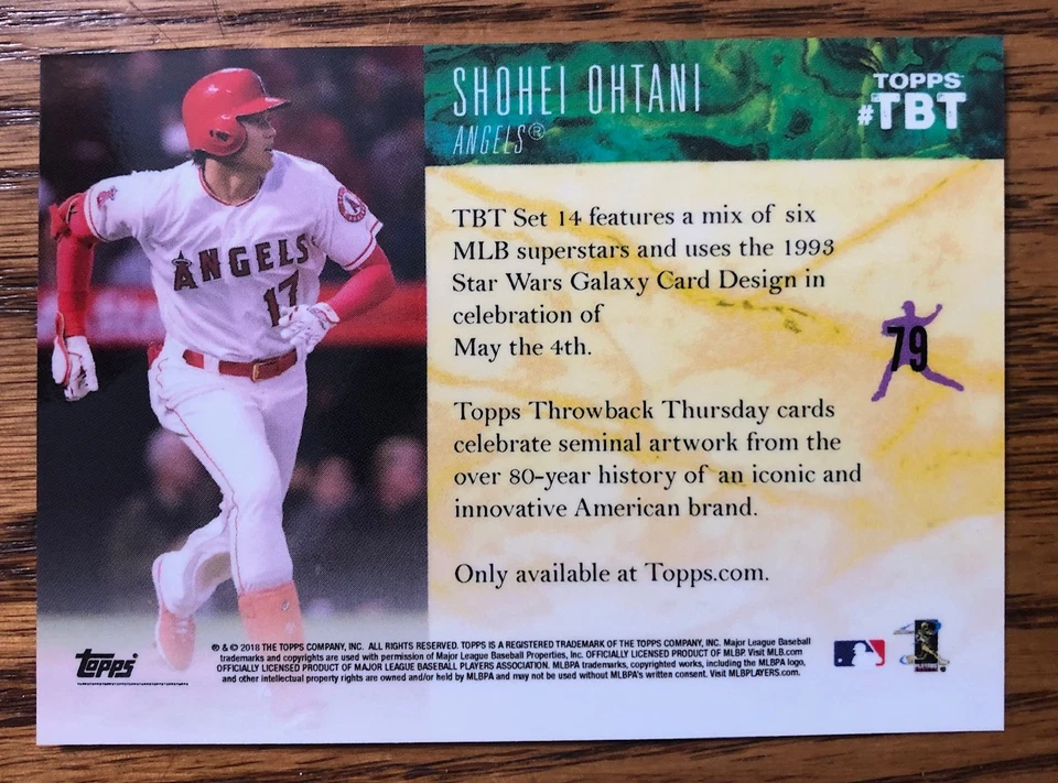 Shohei Ohtani RC 2018 Topps Throwback Thursday #TBT RC Base Ball Galaxy - Image 2 of 2