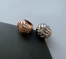 2 Tone Stainless Steel 316 Women's Cocktail Fancy Dome Ring