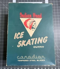 Vintage 1940s Indian Head Women's Ice Skating Outfit Figure Skates In Box