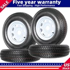 ✅4 Pack ST205/75D14 5 Lug On 4.5" Trailer Tires on Rim 14" Rims Load Range C