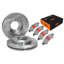 Front Slotted Dimpled Disc Brake Rotors + Pads for Ford Ranger PX 2011~19 302mm