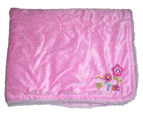 Koala Baby Pink Flower Ladybug Applique Blanket Fluffy Soft Sherpa 30x40 EUC