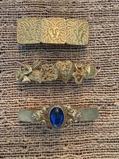 Set Of 3 Vintage Gold-tone Hair Barrette Accessory Made in France