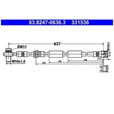 2x ATE Bremsschlauch vorne 83.8247-0636.3 331536 5Q0611701D 5Q0611701C | 962702