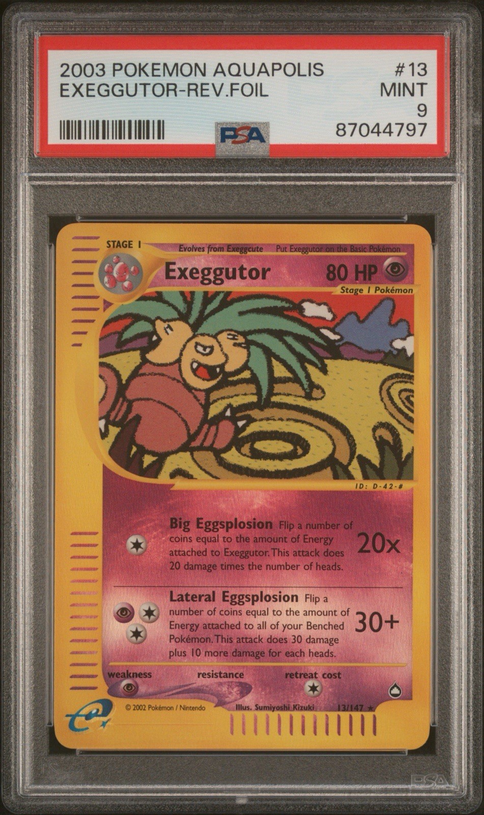 Pokémon TCG Exeggutor 013/147 Aquapolis Reverse Holo Rare Stage 1 Nintendo PSA 9