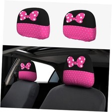 2 Pack Cute Car Seat Headrest Cover for Women, Car Pink Black Bow Pattern