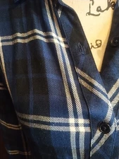 Rails Womens Small Midnight Blue White Plaid Hunter Button Up Shirt Flannel Navy