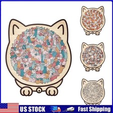 135-Piece Morandi-Colored Cat Shaped Wooden Jigsaw Puzzle USA