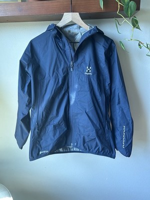 Haglöfs Hooded Lightweight Windproof Rain Jacket Navy women s  XL Outdoor Casual