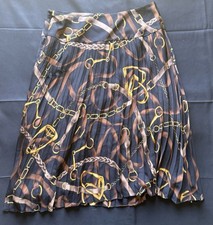 LAUREN RALPH LAUREN Midi Skirt Womens 6P Vintage Equestrian Horse Bits 100 Silk