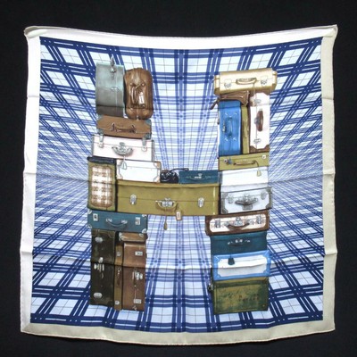 HERMES Carre 70 H EN VOYAGE HERMES Traveling Silk Scarf Blue Series Women Used