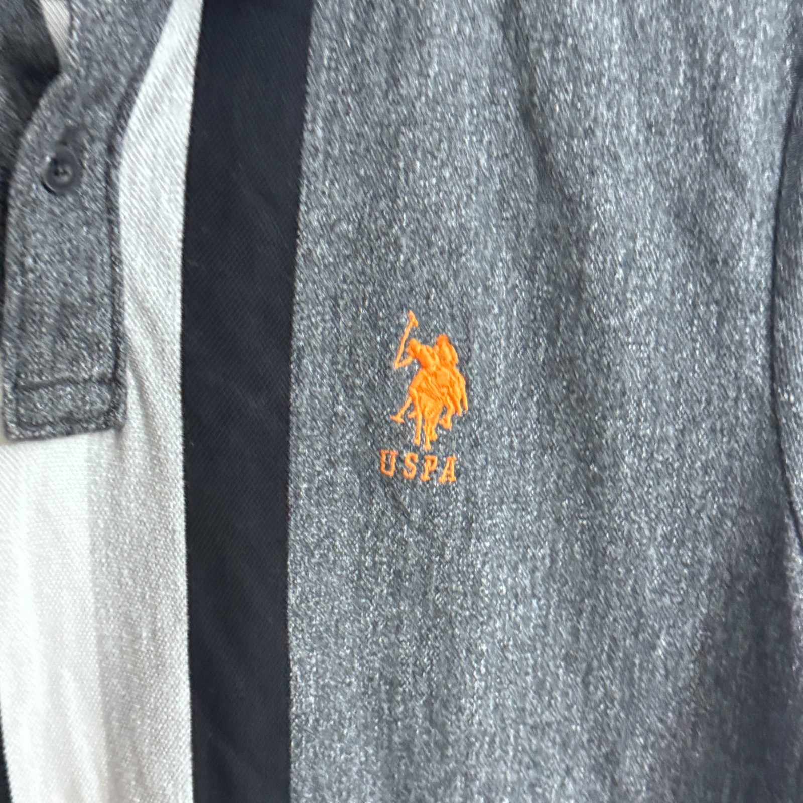 U.S. Polo Assn. Men’s Colorblock Polo Shirt - Gray/White/Black - Size Large image 4