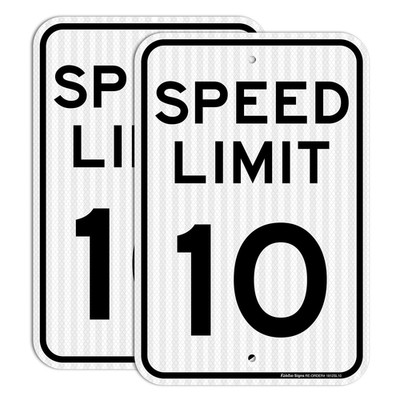 (2 Pack) Speed Limit 10 MPH Sign, 18 X 12 Inches Engineer Grade Reflective Sheet
